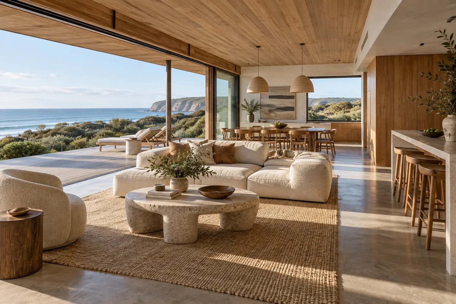 Bright coastal home interior, representing real estate media work